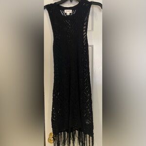 Allison New York black cover up with fringe at the bottom. Size large.